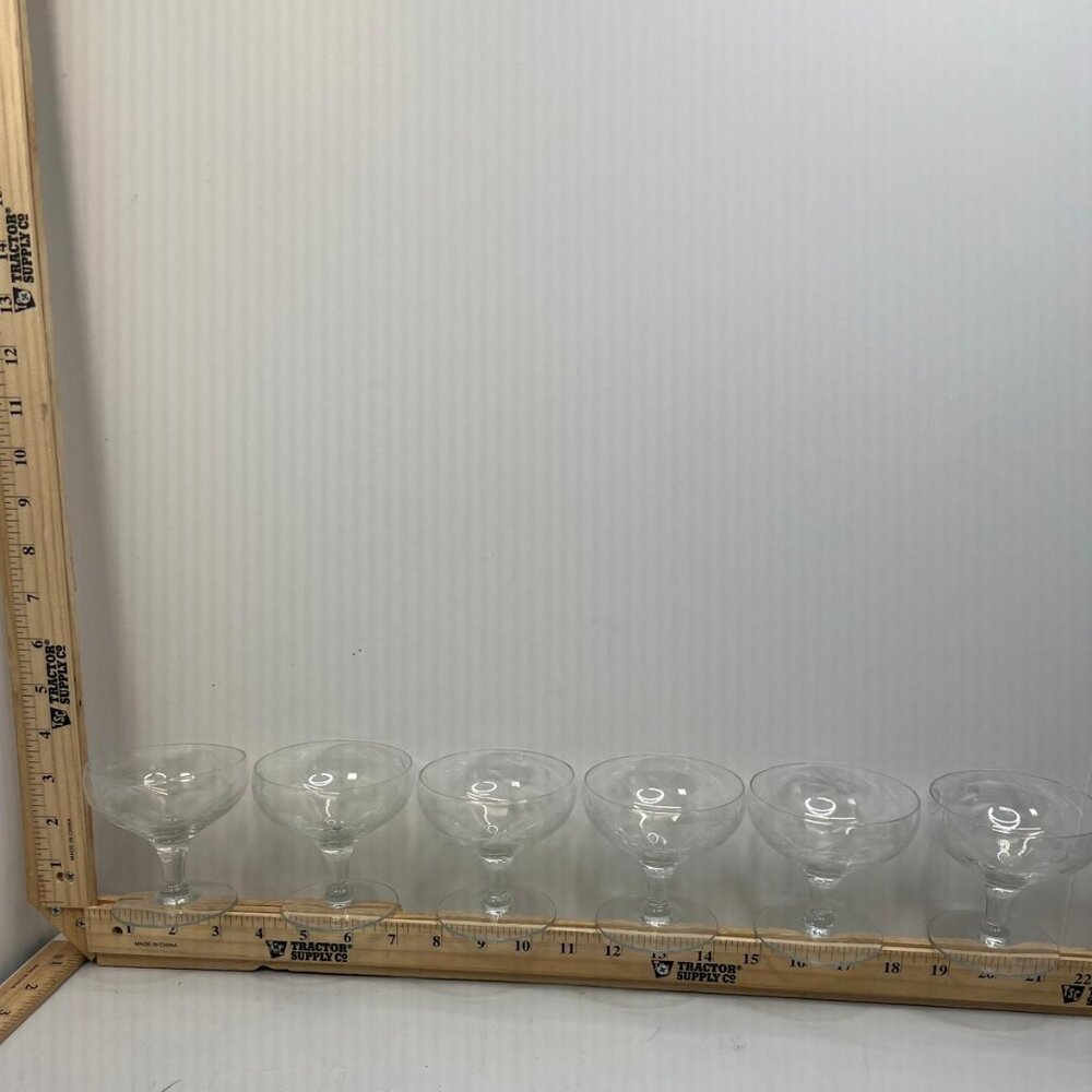 Vintage Etched Champagne Coupe Glasses Set of 6 Clear Stemware Barware